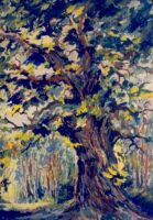 The Old Oak in Poręba - oil on canvas. Author: Jerzy Kaczorek